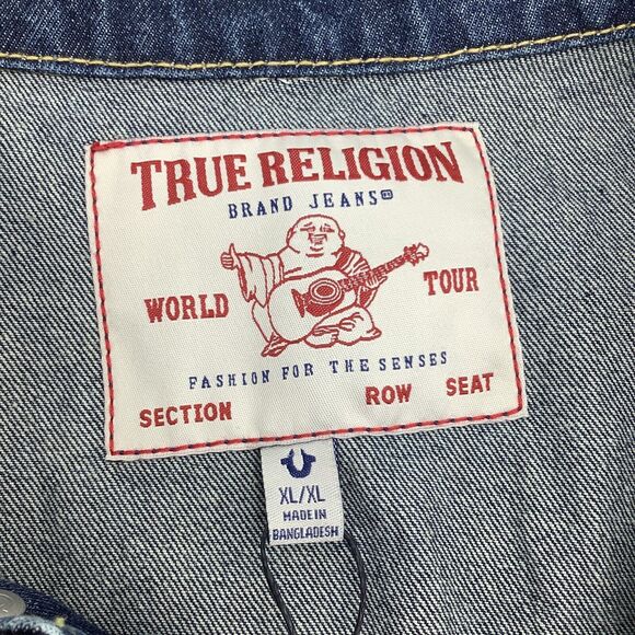 True Religion Mens Jesse‎ SN Trucker Jacket Blue Size XL NWT - Picture 5 of 7